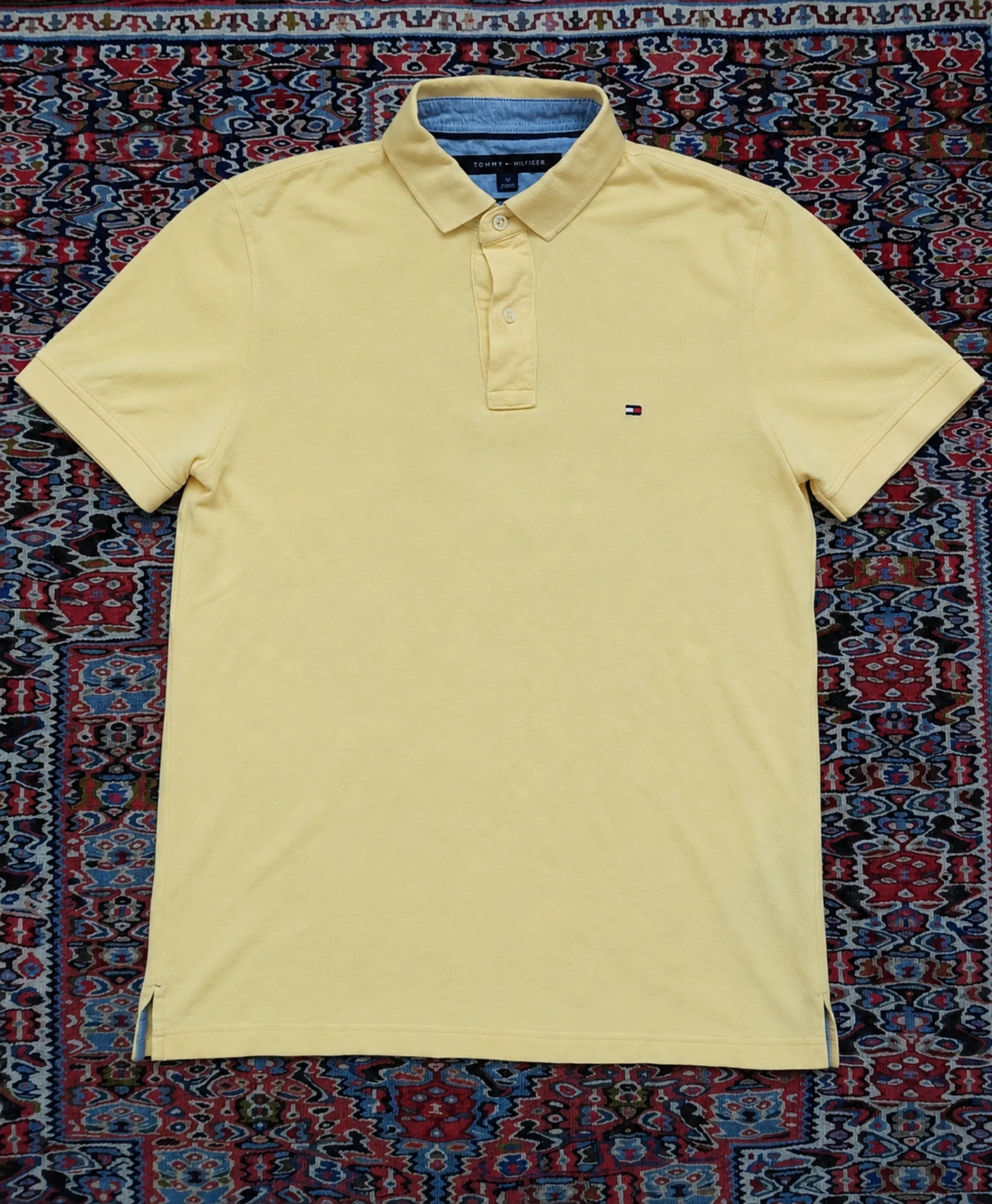 Polo Tommy Hilfiger jaune pastel Homme Taille S – 100% Authentique – Très bon état